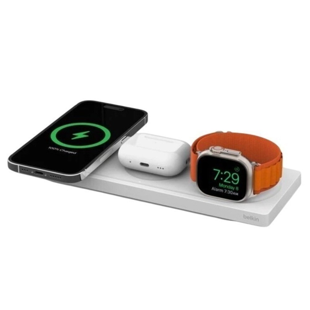 Belkin Boost Charge Pro 15W 3-in-1 Wireless Charging Pad with MagSafe‎ White